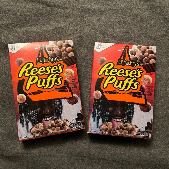 LIL YACHTY x REESE'S PUFFS 2021 Unopened Cereal Boxes Lot Right Half Of Poster - Picture 1 of 7